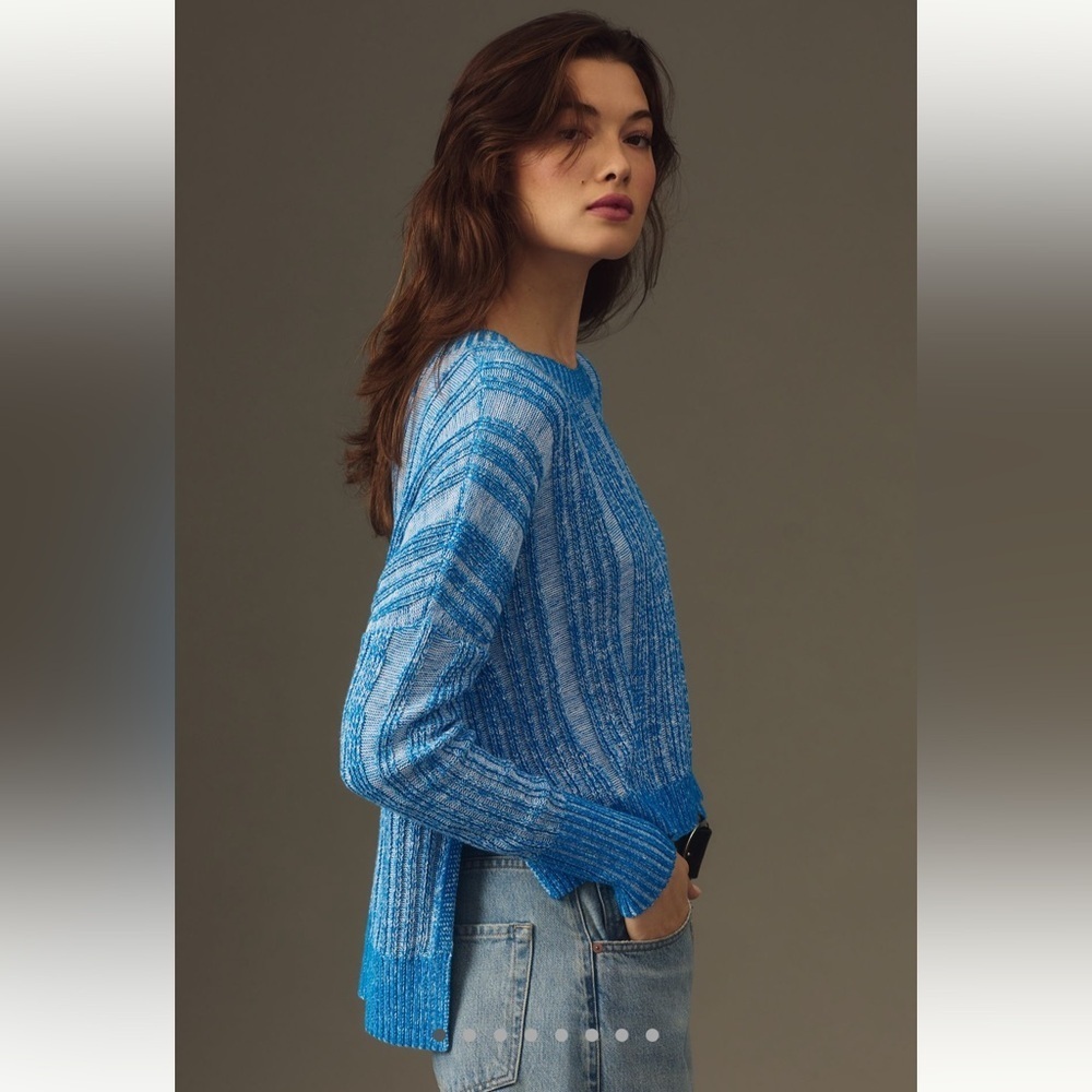 Anthropologie Pilcro Textured High-Low Pullover Sweater Blue X-small